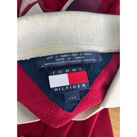 Vintage Tommy Hilfiger Polo Rugby Jersey Large Red #88 Preppy Athletic Sporty - Picture 7 of 8
